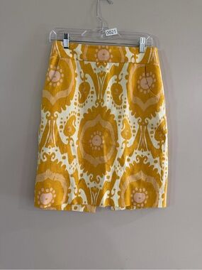 J. Crew Yellow and Cream Patterned Mini Skirt linen